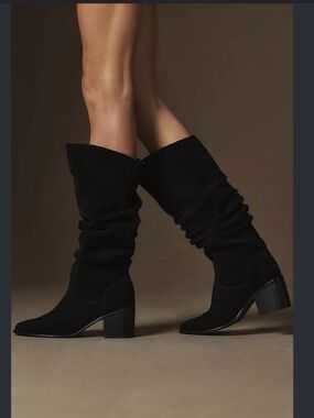 Kelsi Dagger Black Suede Over-the-Knee Block Heel Boots size 9 Easton slouchy